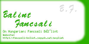 balint fancsali business card